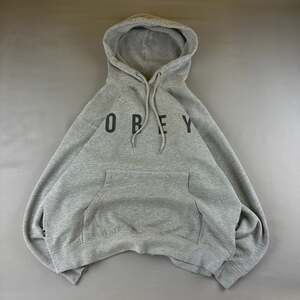 Obey Worldwide Grey Pullover Hoodie Size M
